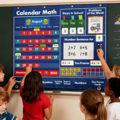 Tableau mathématique élémentaire interactif avec poches pour apprentissage visuel - 3