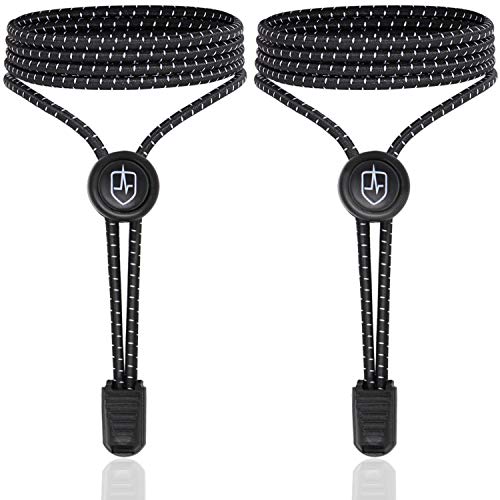 High Pulse® Sistema de atado rápido – 3 pares de cordones elásticos con cierre rápido para un ajuste perfecto y un ajuste seguro (juego de 3 unidades), color negro