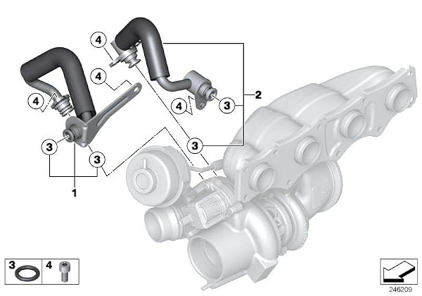 Bomunik 2-Piece Turbocharger Coolant Line Kit Compatible with Select BMW N20 N26 2.0L 228i 320i 328i 428i 528i X1 X3 X4 X5 Z4 Supply and Return Pipes Replaces 11538663516 11538663517 by Bomunik - Used condition - Image 7