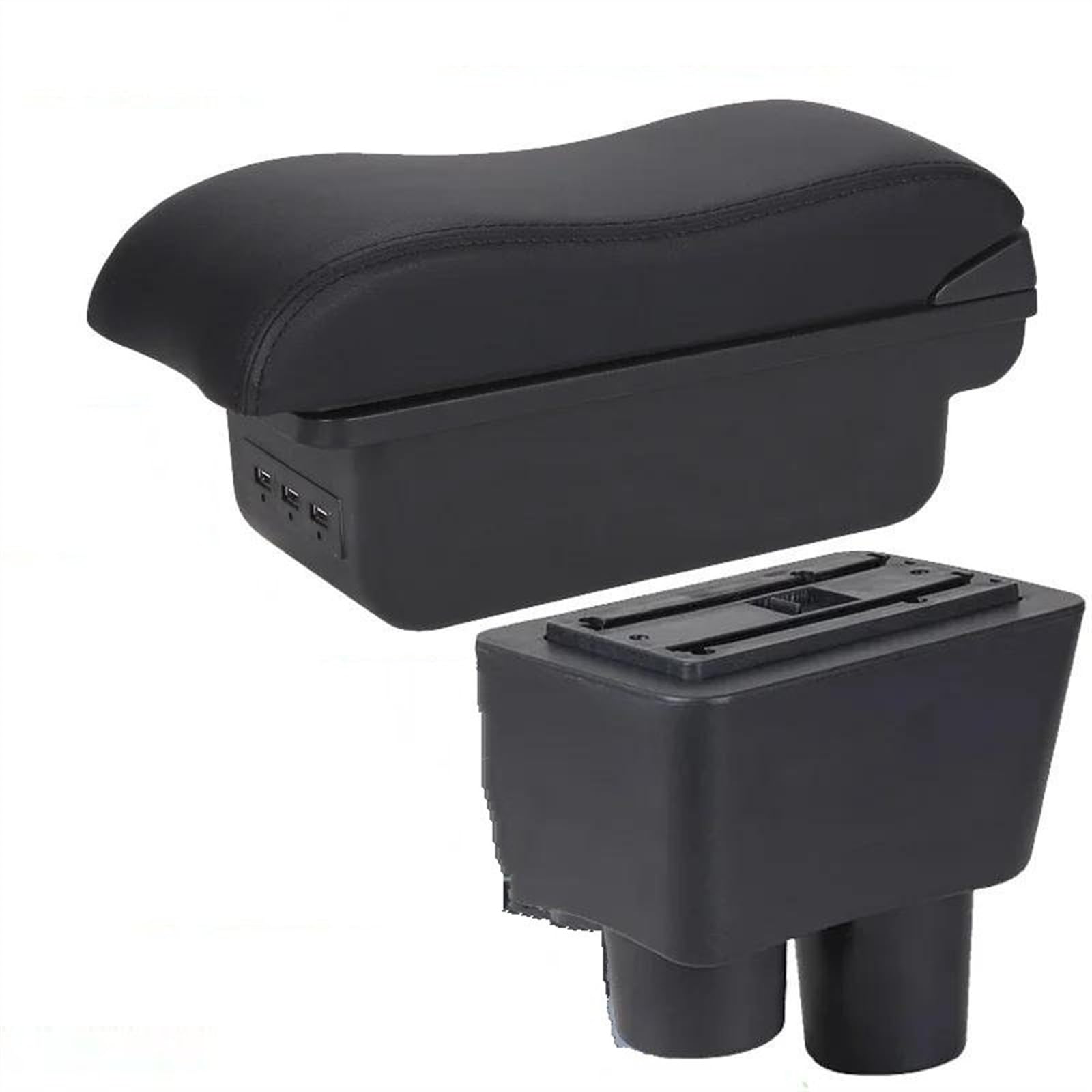NOHEEU Car Center Console Storage Box Multifunctional Armrest Interior Accessories For Almera For Versa(B2 Black line 3USB)