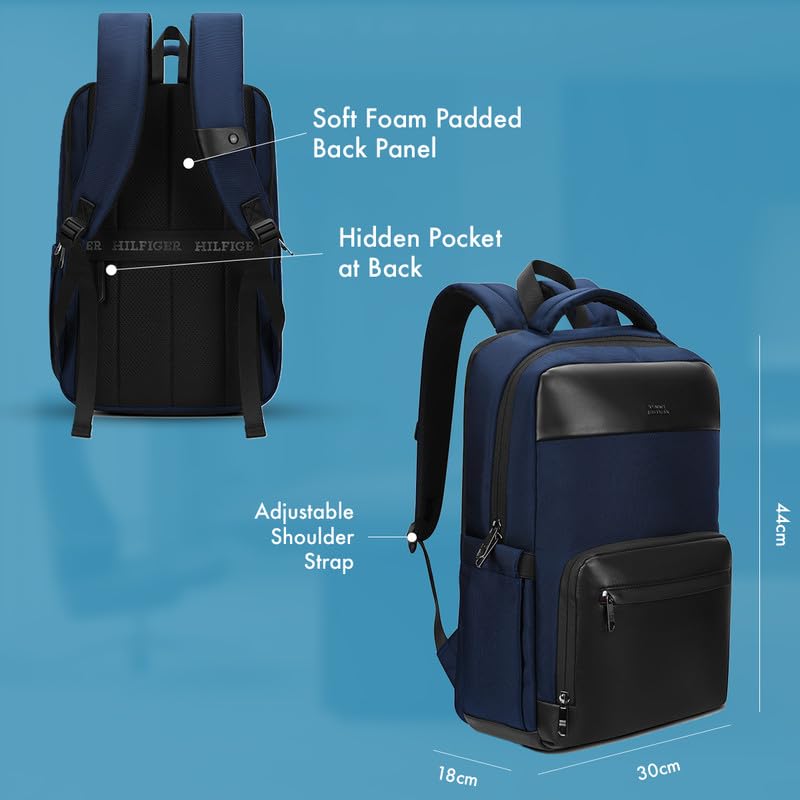 Image of Tommy Hilfiger Unisex Laptop Backpack AIRVANE | Hidden Pocket | Padded Compartment| Daypack for School, Office, College and Work | 23L Capacity