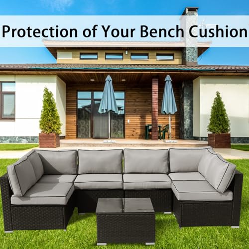 FKSLIFE 14Pieces Patio Cushion Covers Replacement Outdoor Couch Covers Splashproof UV-Resistant Furniture Cushion Sofa Slipcovers Set with Zippers,Cover Only 25.6x25.6x3.9inch