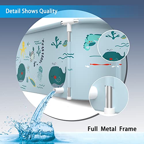 140cm Tragbare Faltbare Badewanne Mit Metallrahmen, Große Familie für Erwachsene, Effiziente Umstellung von Heißer und Kalter, 140cmX60cmX55cm (Ozean Stil)