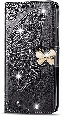 Dfjhure Oppo A16S Case Oppo A54S Oppo A16 Case Glitter Flip Phone Case Leather TPU Silicone Shockproof Cover Wallet butterfly Stand Cover for Oppo A16 / A16S / A54S- Rose gold