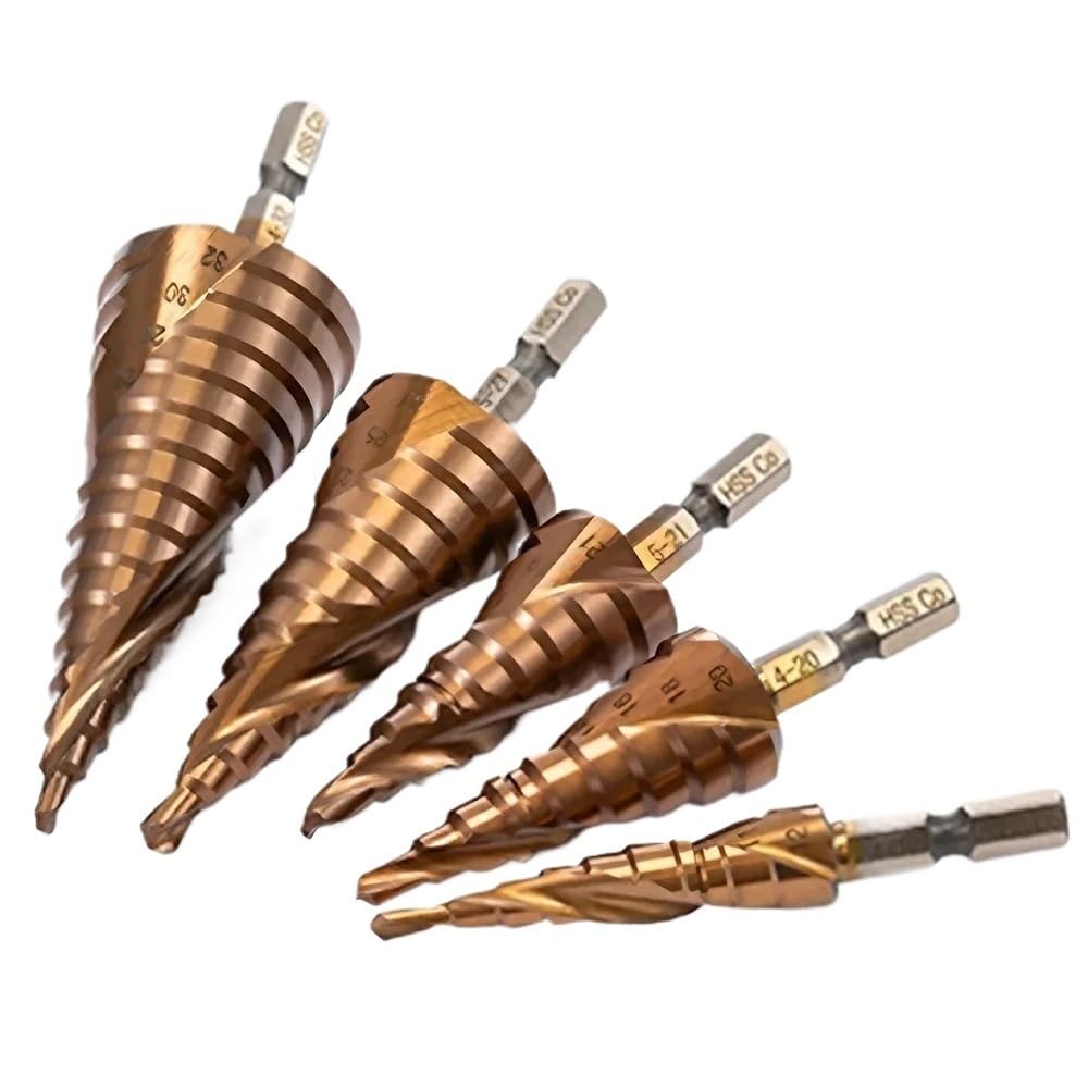 Broca escalonada de cobalto HSS M35, vástago hexagonal cónico de acero de alta velocidad HSS CO, 4-12mm/4-20mm/5-21mm/5-27mm/4-32mm(4-32mm)