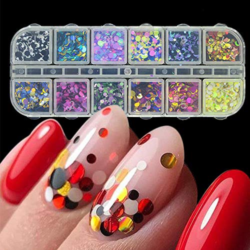 36 Farbe Nagel Glitter, Kalolary Nail Art Flocke Nagel Glitter Paillette Gemischt Runde Dünne Glänzende 3D Nail art… – Bild 7