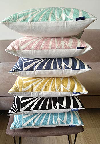 Aitliving CPC-CSCVSGAGLYELLOW45 Accent Pillow Cover Decorative 1Pc Gagliano Embroidered Art Deco Geometric Abstract Fans Circles 2 Tones Mango Yellow Rattan Throw Pillow Case Cushion Pillow Sham 18"X18",Cotton Canvas 45X45Cm thumb #8