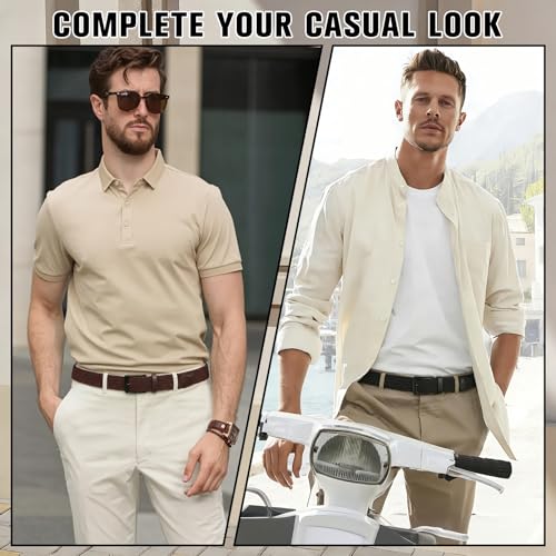 Image of SANSTHS 2 Pack Stretch Braided Elastic Belt for Men, 1 3 /8 inch Elastic Woven Belts Mens Stretch Belt for Casual Golf Jeans