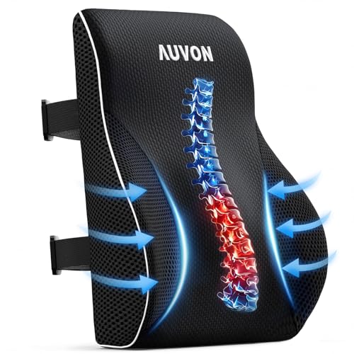 AUVON Lumbar Support Pillow for Office Chair with Patented Bulge for Lower Back Support, Ergonomic...
