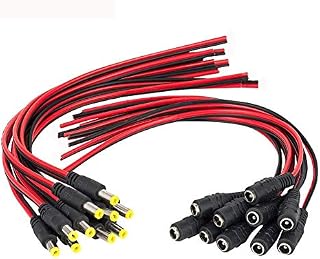 DONJON DC Power Pigtail Cable ,18AWG Male and Female Connector , 12V 5A DC Cable Connector,Barrel Jack Connector for CCTV Security Camera Adapter ,5.5mm x 2.1mm(10 pairs)