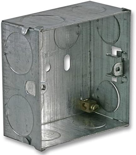 rhinocables Metal 1 Gang Single Socket Back Box, Single Pattress Box Mount, Flush Mount (35mm)