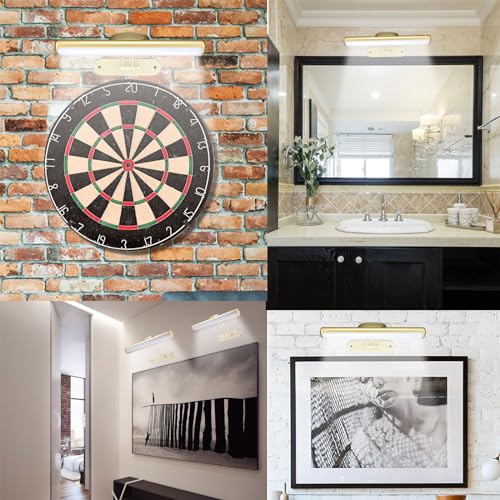 Image of MIOBLUE Rechargeable Picture Light with Remote, Wireless Battery Art Display Light with Remote Control, Dimmable /Timer Off Painting Light, 3 Lighting Modes Full Metal Dartboard Lights (Gold-1Pack)