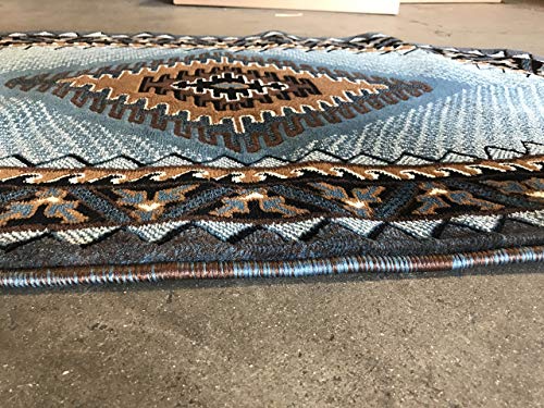 Kingdom Southwest Native American Oval Area Rug Blue Brown Design D143 (3 Feet X 4 Feet 7 Inch) #TOP5