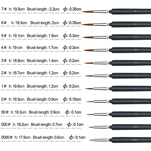 Image of 11 Pieces Fine Detail Paint Brush Miniature Small Thin Painting Brushes Kit Micro Artist Acrylic Paints Brush Set