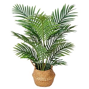 Kunstpflanzen Groß 90cm Künstliche Palme Pflanzen Fake Pflanzen Plastik Kunstpalme Pflanze Deko für Home Wohnzimmer Schlafzimmer(1PACK)