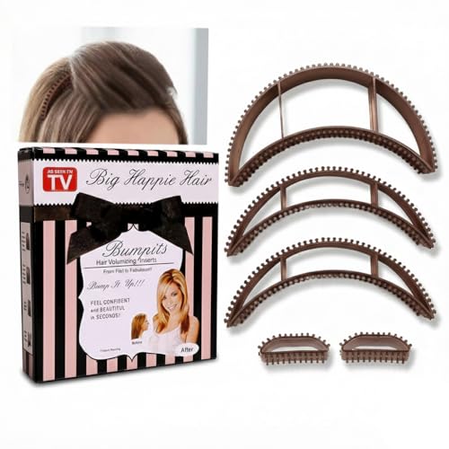 5 Pcs Bump It Hair Accessory Invisible Fluffy Hair Pad Set Fluffy Styling Tool for Women and Girl Instant Hairs Lift Volumizing Accessories for Ponytails Bumps Fluffys Hairdressing Tools(Brown)