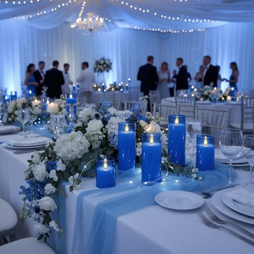 Image of Raycare Battery Operated Flameless Pillar Candles with Remote Timer, Blue