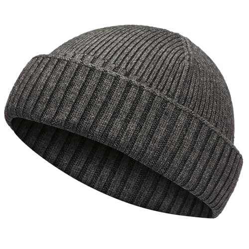 choshion Wool Short Fisherman Beanie for Men Women, Double Cuffed Knit Skull Caps Trawler Beanies...