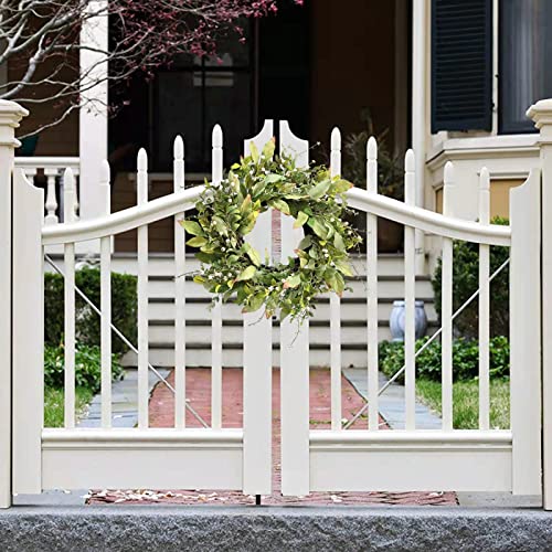 Sasuka 22" Spring Green Wreath For Front Door, Artificial Handcraft Greenery Wreaths,Branches With White Berry,Summer Wreath For Festival Wall Window Porch Patio Garden Farmhouse Decor #TOP5