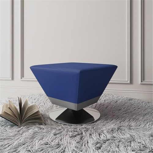 Manhattan Comfort Diamond 360° Swivel Ottoman, Faux Leather Upholstery, Beveled Square Top with Stylish Chrome Base, Fully Assembled Modern Accent Foot Stool, Blue by Manhattan Comfort - Image 2