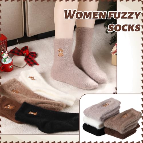 Geyoga 5 Pairs Womens Christmas Fuzzy Socks Cute Winter Soft Slipper Sleeping Coquette Stuff Fluffy Thick Holiday Socks Gifts3