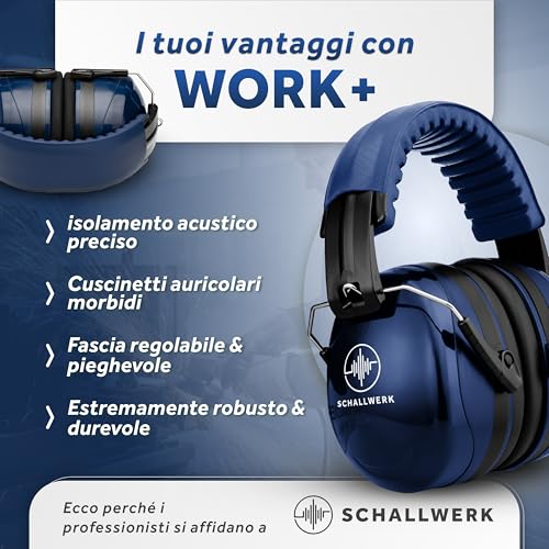 Schallwerk ® Work+ Beige - Protezione Dell'udito Per Il Lavoro - Cuffie Di Protezione Dell'udito Regolabili In Base Alle Dimensioni, Cuffie Antirumore Di Alta Qualità (Navy Blue) - 5