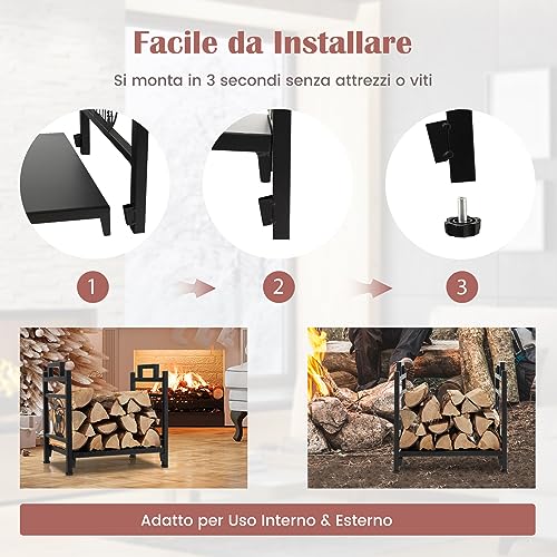 COSTWAY Porta Legna in Metallo, Portalegna con