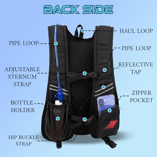 Image of Whackk Aero Blue 5L Cycling Running Bag |Helmet Ball Holder | Unisex Camping & Hiking | 2L Hydration Pouch Compartment Connecting Water ducts Pockets |Exercise & Fitness|Motorcycle Trekking Outdoor