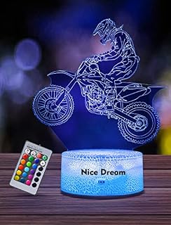 Nice Dream Sports Race Car Night Light for Kids, 3D Illusion Night Lamp, 16 Colors Changing with Remote Control, Room Decor, Gifts for Children Boys Girls