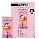 TRUBAR Vegan Protein Bar, Strawberry Shorty Got Cake, Gluten Free, Plant Based Protein, Dairy Free, Non GMO, Soy Free, No Sugar Alcohols, 12G Protein, 12G Fiber, 23G Carb, On the Go Snack Bars, 12 CT
