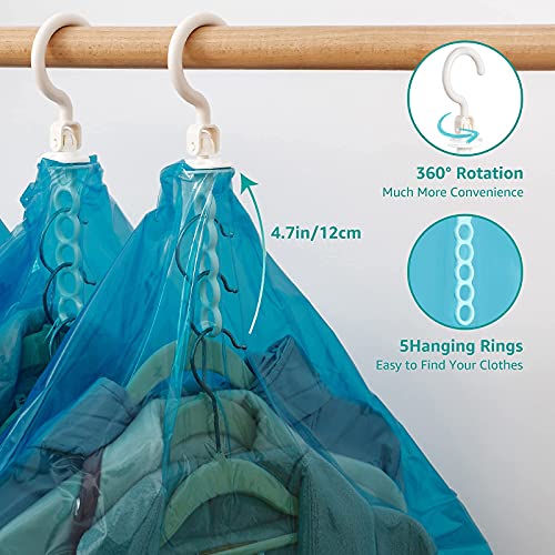 Leverloc Hanging Vacuum Storage Bags, Set Of 4 Space Saver Bags For Clothes, Vacuum Sealed Garment Bags For Suits, Coats, Jackets, 80% Space Saving, 2 Long 2 Short #TOP4
