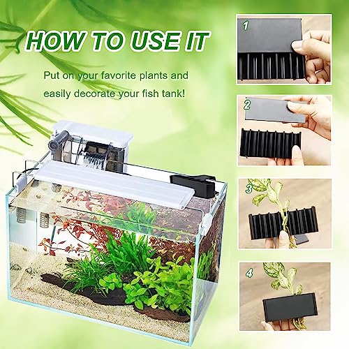 Image of 2PC 7 Holes Upgraded Aquarium Plant Holder, Aquatic Plants Cup for Tank, Fish Tank Plant Holder with Long Hook, Aquarium Feeder for Aquascape Decorations on Top of Tank (Black-2PC)