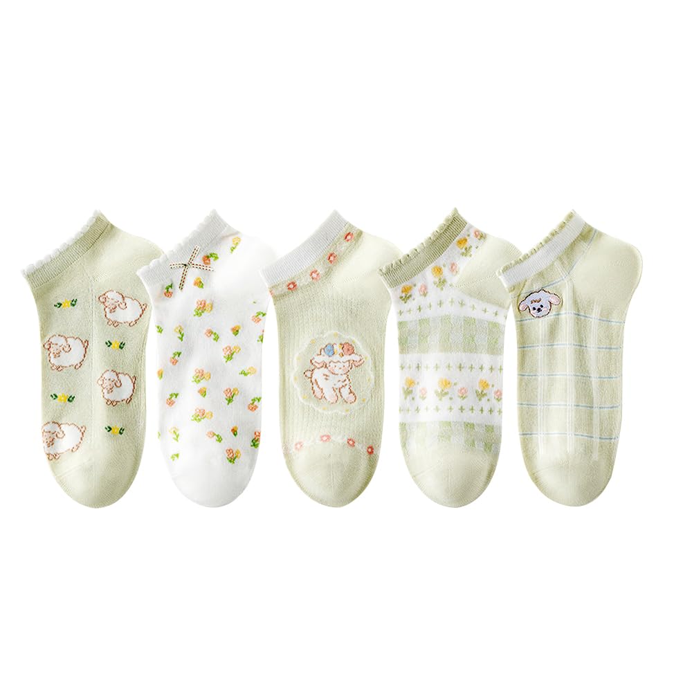 Socks Green Sheep Ruffles For Women Summer Floral Bow Frilly Socks
