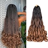 French Curly Braiding Hair 22 Inch Loose Wavy 3 Packs Bouncy Braiding Hair Extensions 75g/Pack Synthetic French Curl Crochet Hair for Black Women (22 Inch,3 Packs,C16)