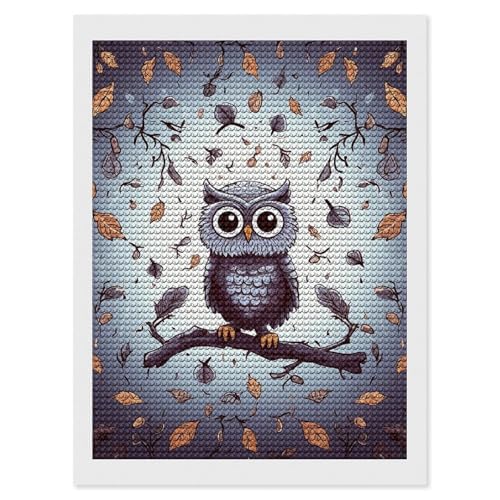 Kit peinture diamant 5D hibou 30x40 cm broderie strass adulte