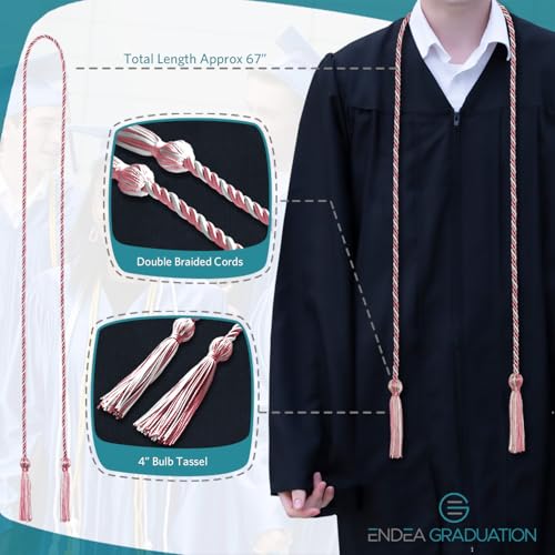 Image of Endea Graduation Single Honor Cord Two-Color (Pink /White)