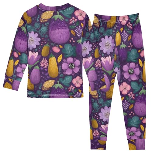 Pajama Sets Long Sleeve Vegetable Floral Pattern Print Soft Comfy Sleepwear 2 Piece PJS 3-8T3