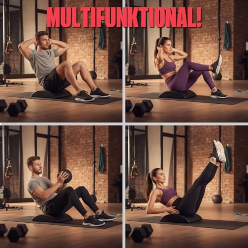MATCHU - Ab matt - Bauchmuskelmatte - Untere Rückenstütze - Sit up Matte - Bauchmuskeltrainer - Sit up - Anti-Rutsch - 36x30x7cm - 500 Gramm - Schaumstoff/Kunstleder - Schwarz/Weiß