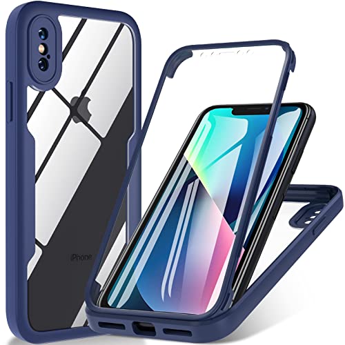 Coque pour iPhone X/XS, 360 Degrés Protection Intégrale Antichoc iPhone XS Etui iphone X Case Portable Housse avec Protection écran pour iPhone X/XS Bumper Coque avec Caméra de Protection-Bleu Cover