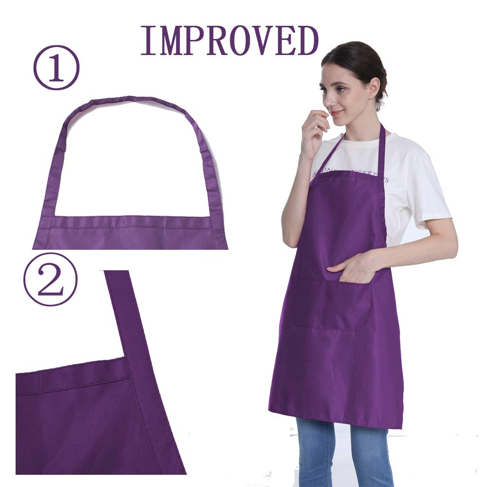 LOYHUANG Total 16PCS Bib Plain Colour Apron Adult with 2 Pockets for Women Men Chef Cooking Kitchen Painting Colourful