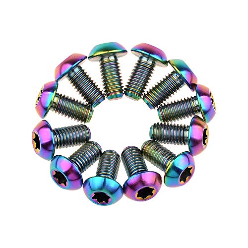 Image of 12Pcs Ti Titanium Bolts Torx M5x10 Bicycle Bike Disc Brake Cycle Rotor Screws Gr5 (Colorful)