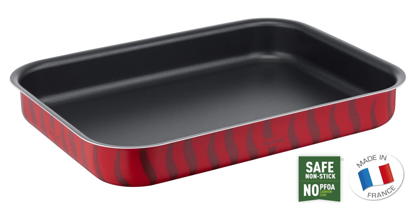 Tefal Les Spécialistes - Plat à Four 24X31 cm - Revêtement Antiadhésif, Aluminium, Diffusion de Chaleur, Nettoyage Facile, Rouge, Fabriqué en France - J5714782