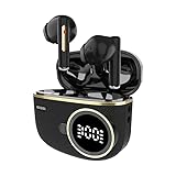 SIMIFLY Wireless Earbuds with ENC Call Noise Reduction, Bluetooth 5.2, LED Digital Display, Touch Controls, Black Charging Case, in-Ear Headphones