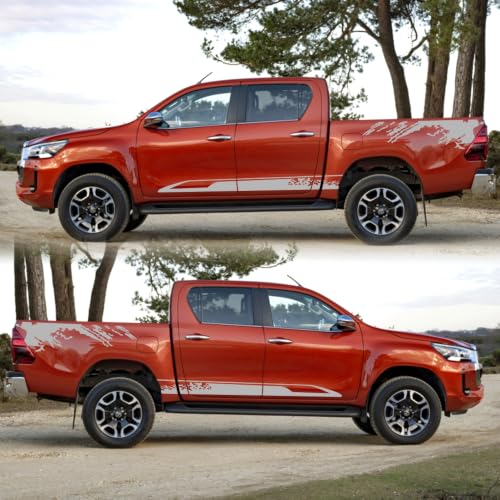 Image of Car Decal Bed Mud Splash Kit Graphic Decal Self-Adhesive Adjustable Gloss Sports Stripe car Sticker Decorative for Pickup Truck Body Sticker taildoor Vinyl Decal Accessories 4PCS 4PCS (Gray)