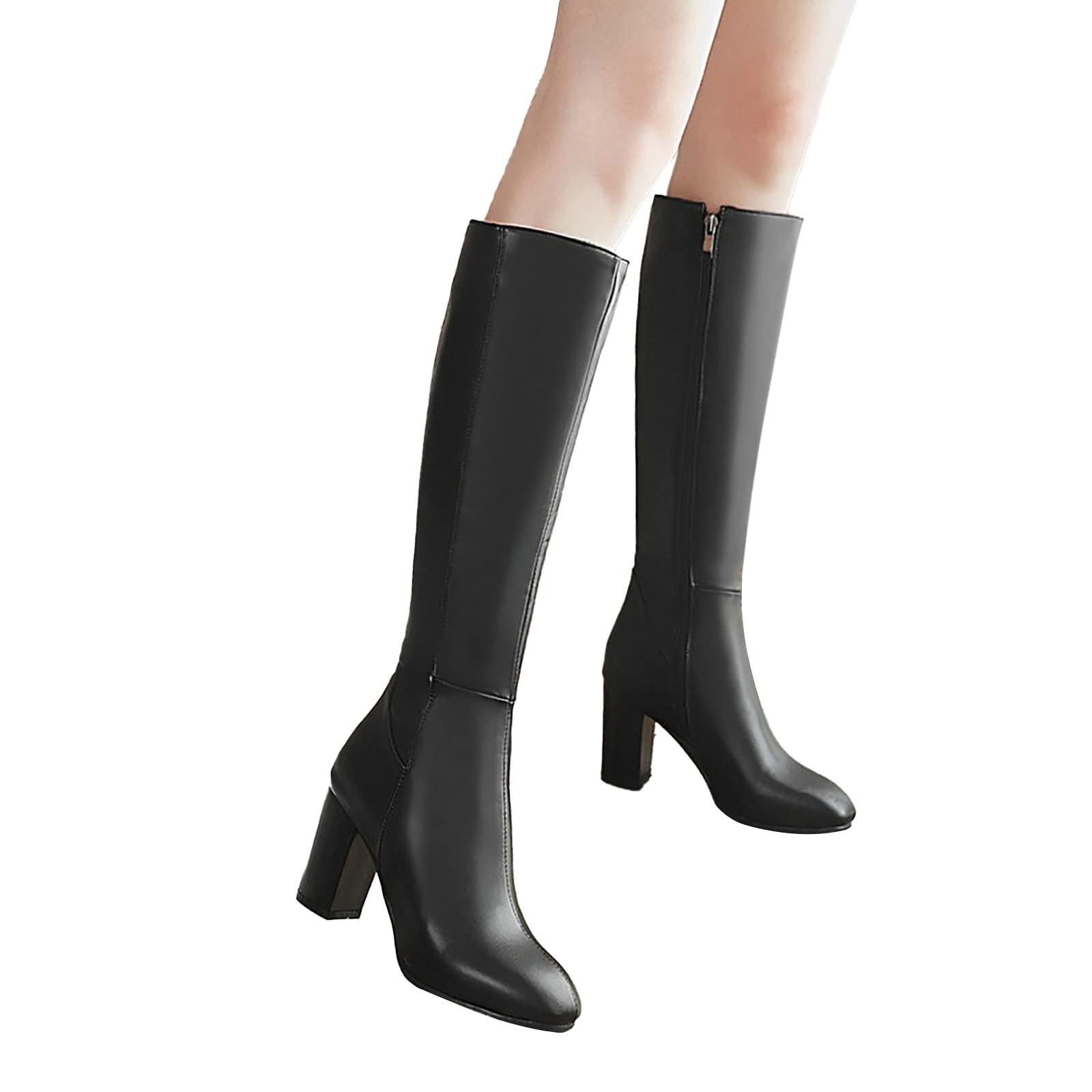 Botas de piel para mujer, botas altas de tacón alto por encima de la rodilla, botas de equitación, botas de invierno para mujer