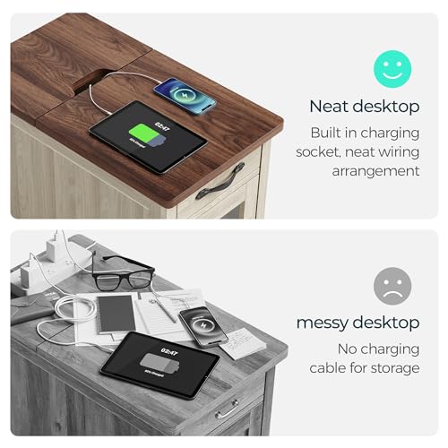 Linsy Home LH518J2-C Farmhouse End Table With Charging Station thumb #4