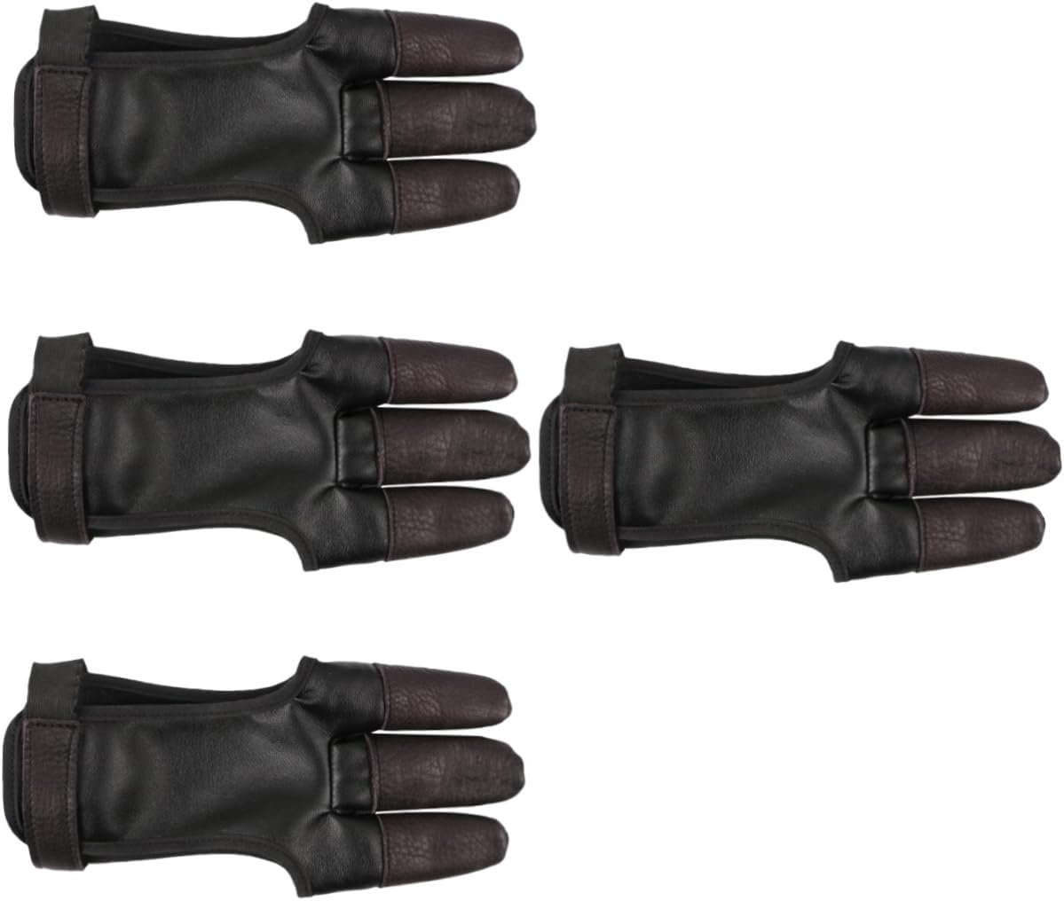BESPORTBLE 4pcs Wear-Resistant Adjustable Archery Glove Portable Three Finger Gear for Youth Cow Finger Guards for Outdoor Sports Essential Archery Equipment Comfortable Fit for Hunting and