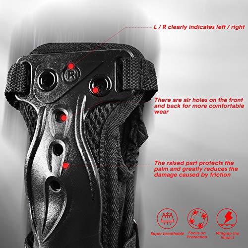Soared Skating Impact Wrist Guards Protective Gear Gloves for Skateboard Skiing Snowboard Black L