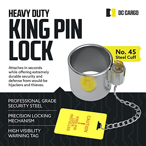 DC Cargo Mall 5th Wheel King Pin Lock - Weather Resistant, Key Lock, Yellow, 20 in