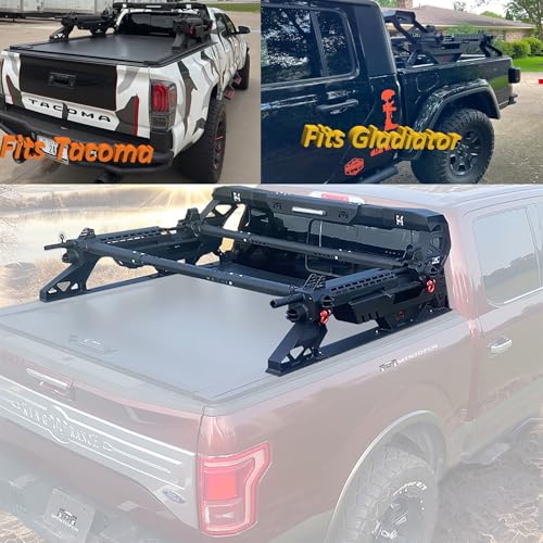 Image of Military Design Pickup Roll Bar Compatible with Ford F150 Raptor Jeep Gladiator Chevy RAM Toyota Trucks | Heavy-Duty Overland & Offroad 4x4 | Adjustable Width (Machine Gun Design Patent)